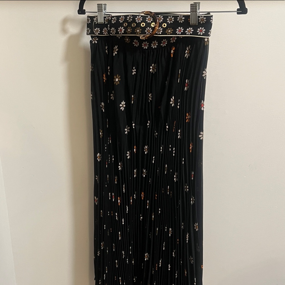Zimmermann Pleated Midi Skirt With Belt